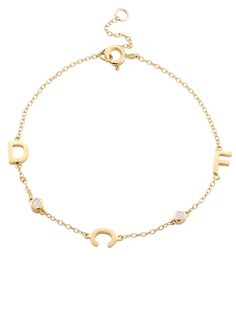 The Initial Bracelet with Diamonds - 18K Gold Vermeil Initial Bracelet Gold, Rose Gold Initial, Bracelet With Diamonds, Sentimental Jewellery, Bracelet Initial, Arm Party, Diamond Chain, Initial Bracelet, Delicate Chain