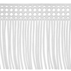 a white wall hanging with tassels and fringes on the side, isolated against a white background