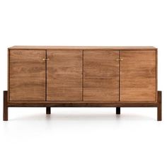 the sideboard is made out of wood and has three doors on one side, two drawers