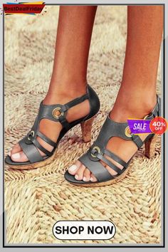 Multi Strap Hollow Heels Sandals Comfortable High Heel Shoes, Elegant Pumps, Gladiator Shoes, Vintage Sandals, Strap Sandals Women, Chunky High Heels, Buckle Sandals, Comfortable Heels, Fashion High Heels