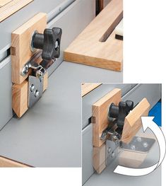 a close up of a pair of wood clamps attached to a metal cabinet door