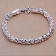 925 Sterling Silver Twist Bracelet 4mm By 8in Twisted Bangle, Twisted Bracelet, Bracelets Design, Circle Bracelet, Silver Plated Bracelet, Jewelry Bracelets Silver, Christmas Gift Jewelry, Chain Link Bracelet, Chains Jewelry