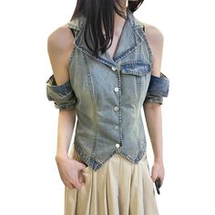 image_0 Denim Vest With Buttons For Summer, Trendy Spring Denim Vest Top, Vintage Sleeveless Denim Jacket For Summer, Trendy Sleeveless Denim Jacket For Summer, Trendy Sleeveless Denim Jacket With Button Closure, Trendy Sleeveless Denim Top For Spring, Casual Sleeveless Denim Jacket For Summer, Trendy Summer Vest With Buttons, Casual Sleeveless Summer Denim Jacket