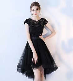 High low black lace prom dress evening dress on Storenvy High Low Evening Dresses, Black Lace Prom Dress, High Low Prom Dress, Prom Dress Black, Black Homecoming Dress, High Low Prom Dresses, Tulle Homecoming Dress, Black Lace Shorts, Dress Embroidery