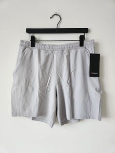 Lululemon Shorts With Pockets For Summer, Lululemon Summer Bottoms With Pockets, Lululemon Athletic Shorts With Pockets, Lululemon Relaxed Fit Athletic Shorts For Summer, Grey Shorts Outfit Men, Grey Shorts Outfit, Lulu Lemon Shorts, Lulu Shorts, Mens Shorts Outfits