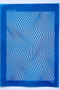 a blue square with wavy lines on it