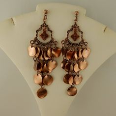 Nickel-free Bronze Chandelier Earrings, Copper Chandelier Dangle Earrings For Pierced Ears, Bronze Dangle Chandelier Earrings, Bronze Metal Pierced Chandelier Earrings, Bronze Metal Dangle Chandelier Earrings, Antique Copper Jewelry, Irish Earrings, Silver Shamrock, Marble Necklace