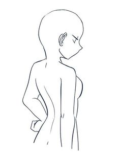 a line drawing of a woman's back with her hands on her hips, looking to the side