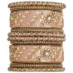 PRICES MAY VARY. DIMENSIONS(In Inches): Bangle Size - 2.6 inches Occasion: Take your style up a notch with this handcrafted piece of jewellery; Enamelled and embellished with rhinestone, crystal, faux pearl, it is perfect for a traditional yet contemporary look Outfits: Ideal for any ethnic outfits like sarees, lehengas, gowns, bridal wear or for parties, festivals, dance or any special occasion or as fashion costume accessories Perfect Gift for your Loved Ones: Love for jewels never fades away. Bridal Bangle Set, Heritage Jewellery, Silk Thread Bangles, Thread Bangles, Wedding Designer, Bridal Bangles, Stone Bangle, Stone Studs, Faux Stone