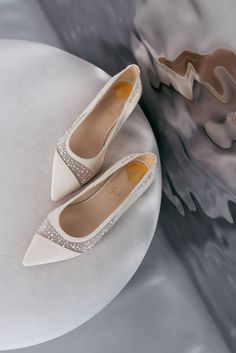 White wedding flats 'ICON' are handcrafted from soft Italian suede. The pair of bridal heels features handmade sequin and bead embroidery on the soft white mesh. This design also features a closed pointy toe and a flat heel.  Inside there is a soft memory foam insole, which gives a feeling of additional comfort when walking. Tunit outsole is made of a mixture of leather chips and rubber, it's more wear-resistant than leather and more durable. Also, we use soft natural upper materials that wear w Heels Aesthetic, Wedding Shoes Flats, Wedding Flats, Bridal Heels, Womens Wedding Shoes, Shoe Company, Bride Shoes, Ivory Wedding, White Mesh