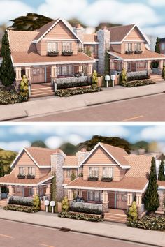 two renderings of the front and side of a house