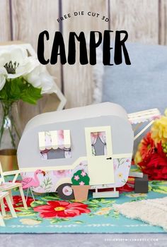 FREE 3D Camper – Summer Cut Files - Designs By Miss Mandee Camper Printables Free, Campground Crafts, Camper Crafts, Svg Projects, Paper Buildings, Camper Svg, Summer Cut, House Template, Anniversaire Harry Potter