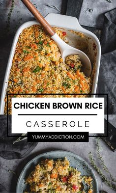 chicken brown rice casserole with carrots and parsley