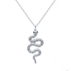 925 Sterling Silver Snake Charm Pendant Necklace For Ladies Christmas Birthday Metal: Sterling Silver Purity: 925 Chain Length: 17.5 Inches Charm Size: 20mm X 10mm Small White Gold Sterling Silver Necklace For Birthday, Elegant Silver Necklace For Birthday, Silver Snake Chain Jewelry For Anniversary, Sterling Silver Snake Chain Jewelry Gift, Nickel Free Sterling Silver Party Necklace, Silver Charm Necklaces With Adjustable Chain For Anniversary, Elegant Silver Charm Necklace For Birthday, Silver Engraved Necklace For Party, Engraved Silver Necklace For Birthday