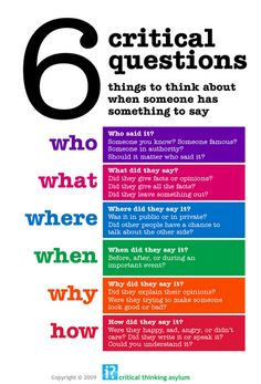 a poster with the words 6 critical questions and what to do when they say it