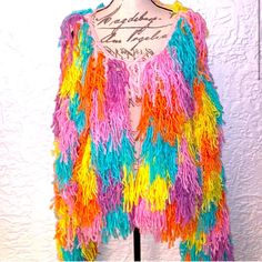 Nwt, Pastel Rainbow Colors One Size Crochet Fringe Cardigan With Tie In Front Oversized, Can Fit S-2x Pastel Rainbow Colors, Cardigan With Tie, Fringe Crochet, Balloon Sleeve Cardigan, Bohemian Sweater, Mesh Cardigan, Comfy Cardigan, Rainbow Pastel, Crochet Fringe