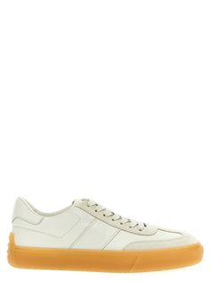 Upper: 100% Leather Inserts: 100% Suede Cream Leather Sneakers With Stitched Sole, Cream Leather Sneakers For Streetwear, Beige Leather Sneakers For Streetwear, Modern Beige Leather Sneakers, Brown Leather Sneakers With Embossed Logo, Casual Beige Calf Leather Sneakers, Designer Beige Leather Sneakers, Classic Leather Sneakers With Embossed Logo, Sporty Leather Sneakers With Leather Lining