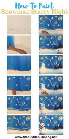 step by step instructions for how to paint snowman starr night