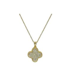 14k Gold Fill Necklace with CZ Pave Clover Clover Necklace, Gold Diamond, Gold Filled, Gold Necklace, Gold