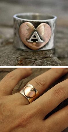 Personalized Follow Your Heart Initial Ring ♥ Sarah Wood, Silversmithing Jewelry, Initial Cufflinks, Latest Jewellery Trends, Initial Ring, Jewelry Trends, Cute Jewelry