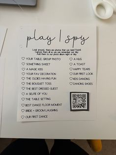 a piece of paper that says play i spy on it