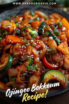 Ojingeo Bokkeum, or Spicy Stir-Fried Squid, is a beloved Korean dish that has captured the hearts and taste buds of seafood lovers around the world. This dish is a true celebration of bold flavors, combining the natural sweetness of squid with the fiery kick of gochujang (Korean red chili paste) and gochugaru (Korean red chili flakes). Spicy Squid Korean, Korean Spicy Squid Recipe, Ojingeo Bokkeum, Gochujang Recipe, Fried Squid, Korean Chili Paste, Pasta Pomodoro