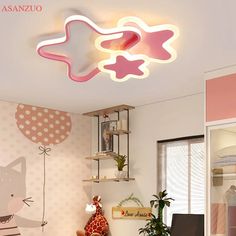 48215127163184|48215127195952|48215127228720 Cartoon Star, Soft Pink Color, Led Ceiling Lamp, Bedroom Ceiling Light, Adjustable Lighting, Led Flush Mount, Flush Ceiling Lights, Flush Mount Lighting, Flush Mount Ceiling