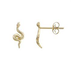 Add a serpentine twist to your ensemble with these sleek snake stud earrings from Forever 14K. Add a serpentine twist to your ensemble with these sleek snake stud earrings from Forever 14K.  Length: 11 mm Backings: post Metal: 14k gold Finish: polished Nickel free Packaging: boxed Size: One Size. Color: Yellow. Gender: unisex. Age Group: adult. Elegant Yellow Gold Snake Earrings, Gold Snake Earrings, Post Metal, Snake Earrings, Gold Snake, Jewelry Earrings Studs, Polished Nickel, Gold Finish, Gender Female