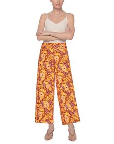 knitted, floral design, no appliqués, high waisted, regular fit, straight leg, elasticized waist, no pockets , Color: Orange , Size: XS Woman Pants, Women Pants Casual, Color Orange, Parachute Pants, Casual Pants, Harem Pants, Two Piece Pant Set, Casual Women, Floral Design