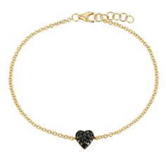 black diamond mommy and me bracelet heart 18k solid gold mama bijoux Walking Outside, 18k Gold Bracelet, Baby Yellow, Black Diamonds, Hand Cast, Diamond Design, Heart Bracelet, Big Kid, Diamond Heart