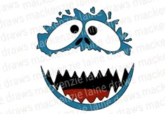 an image of a monster face with teeth and fangs on it's face, in blue