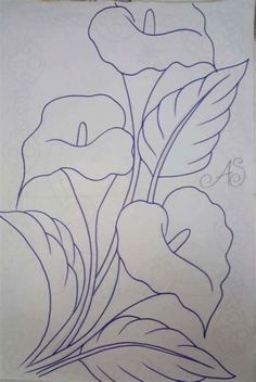 a drawing of some flowers on a piece of paper