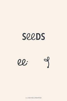 the words seeds are written in black ink