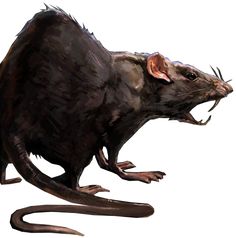 a drawing of a rat with its mouth open