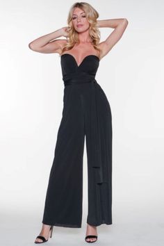 "You will Fall in Love with this Multi ways convertible jumpsuit made by ELAN USA . Absolutely perfect for fall and holiday parties! Available in Charcoal Grey and Slate Blue. This jumper is made of a satin-like jersey fabric (but not shiny) - feels very similar to a silk jersey fabric. Ties are each 13\" wide, of single thickness, and over 80\" long. The back is fairly open depending on how you decide to wear it: Cris-cross, twist, diagonal left or right shoulder ..The best part about this jump Strapless Solid Color Jumpsuits And Rompers For Evening, Full-length Jumpsuit For Party, Full Length Solid Jumpsuit For Party, Party Full-length Solid Jumpsuit/romper, Full Length Party Jumpsuit, Womens Jumpsuits, Left Or Right, Slate Blue, Fort Lauderdale