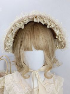 The price is for a bonnet or a bag only, others are not included.  Set 1: A bonnet + a bag. Beige Bonnet Cap, One Size Fits Most, One Size Fits Most Beige Bonnet, Beige One Size Fits Most Bonnet, Cream Brimmed Bonnet One Size Fits Most, Vintage Cream Bonnet, Reasons To Smile, Polka Dot Pattern, A Bag, Lace Trim