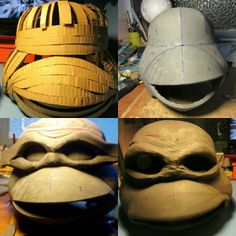 three different types of masks made out of cardboard