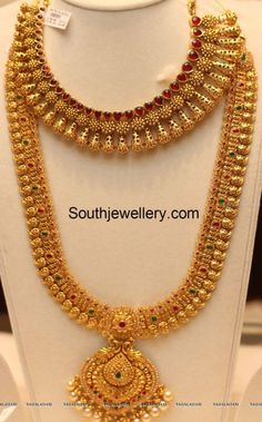 Mango Mala Designs, Gold Haram Designs, Mango Mala, 22 Carat Gold Jewellery, Haram Designs, V Model, Indian Bridal Jewelry Sets, Gold Necklace Indian Bridal Jewelry, Gold Wedding Jewelry