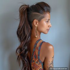 Chic & Luxurious Pixie Cuts for Bold Women Long Hair With Undercut For Women, Shaved Sides Ponytail, Side Undercut Long Hair, Undercut Updos, Undercut Hairstyles Women Long Hair, Feminine Undercut Long Hair, Undercut With Long Hair, Mohawk Hairstyle Women, Braid Undercut