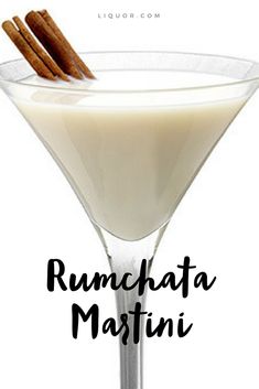 the rumchata martini is garnished with cinnamon sticks