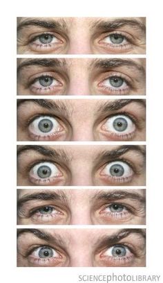 four different pictures of the same person's eyes