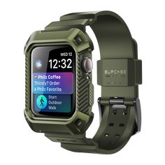 Two-in-one case and wristband Made of shock-absorbent TPU and unbending PC Double tongue buckle for secure lock Raised bezels guard display from damaging surfaces Wireless charge compatible 1 year warranty Compatible with Apple Watch Series 4 (2018), 5 (2019), 6 (2020), 7 (2021), 8 (2022), & SE 44mm/45mm Apple Watch Bands Mens, Best Smart Watches, Best Apple Watch, Apple Watch Series 7, Rugged Men, Apple Watch Case, Wearable Technology, Beautiful Watches, Apple Watch Band