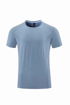 R432 blue Breathable T-shirt For Light Sports In Summer, Gray Breathable Summer Tops, Breathable T-shirt For Summer, Breathable Summer T-shirt In Solid Color, Gray Stretch Breathable T-shirt, Gray Tops For Light Sports In Summer, Breathable Solid Color Sportswear T-shirt, Workout T-shirt With Breathable Mesh And Crew Neck, Breathable Mesh Crew Neck T-shirt For Workout