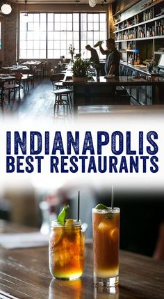 the cover of indiana's best restaurants, with two drinks in front of them