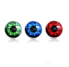 three pairs of colorful eyeballs on white background