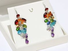 Multi Gemstone Earrings, Rainbow Earrings Rainbow Gemstone Earrings Dangle Colorful Earrings Multi C Multicolor Dangle Earrings With Gemstone Accents, Dangle Multi-stone Earrings For Gifts, Multicolor Multi-stone Dangle Earrings, Multicolor Teardrop Earrings With Gemstone Accents, Multicolor Multi-stone Teardrop Earrings, Multicolor Gemstone Long Drop Earrings, Multicolor Long Drop Gemstone Earrings, Multicolor Multi-stone Briolette Earrings, Multicolor Long Drop Earrings For Gift