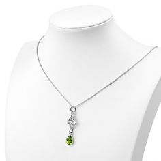 Silver Triquetra and Peridot Necklace Triquetra Design, Peridot Necklace, Everyday Necklace, Teardrop Pendant, Layered Necklaces, Necklaces, Sterling Silver, Chain, Stone