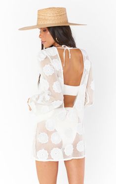 Beachy Upf 50+ Pool Cover-up, Breezy Cover-up For Spring Day Out, Breezy Spring Day Out Cover-up, Beachwear Tops With Upf 50+ For Beach, Beachwear Tops With Upf 50+ Protection, Chic Swimwear For Vacation During Resort Season, Upf 50+ Beach Tops, Summer Beachwear Cover-up For Brunch, White Summer Cover-up With Upf 50+