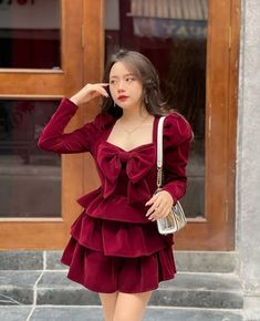 Cotton Dress Summer Casual, Korean Outfits Kpop, Party Dress Classy, Christmas Dress Women, Elegant Mini Dress, Red Dress Short, Korean Fashion Dress