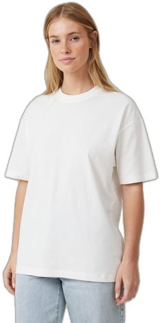 White Boxy Fit Crew Neck T-shirt, White Boxy Fit Crew Neck Top, White Boxy Short Sleeve T-shirt, Boxy White Short Sleeve T-shirt, White Boxy Fit Drop Shoulder T-shirt, Boxy White Cotton T-shirt, White Boxy Cotton T-shirt, Casual White Drop Shoulder Top, White Boxy Fit T-shirt With Crew Neck